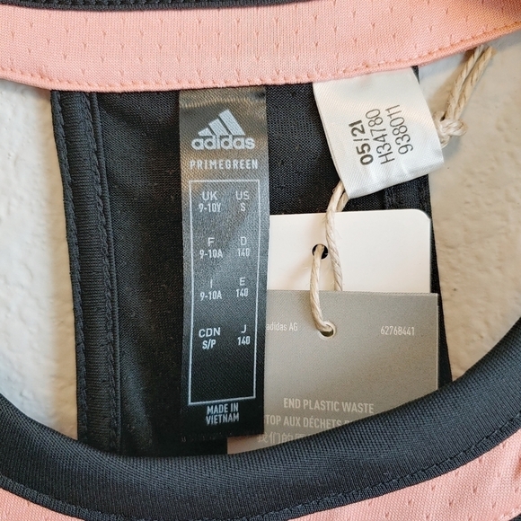 Adidas Girls Peach and Black Primegreen Aeroready Racerback Club Tank Top Sz S - Picture 4 of 10